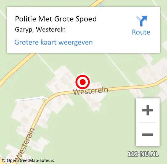 Locatie op kaart van de 112 melding: Politie Met Grote Spoed Naar Garyp, Westerein op 28 augustus 2024 09:49