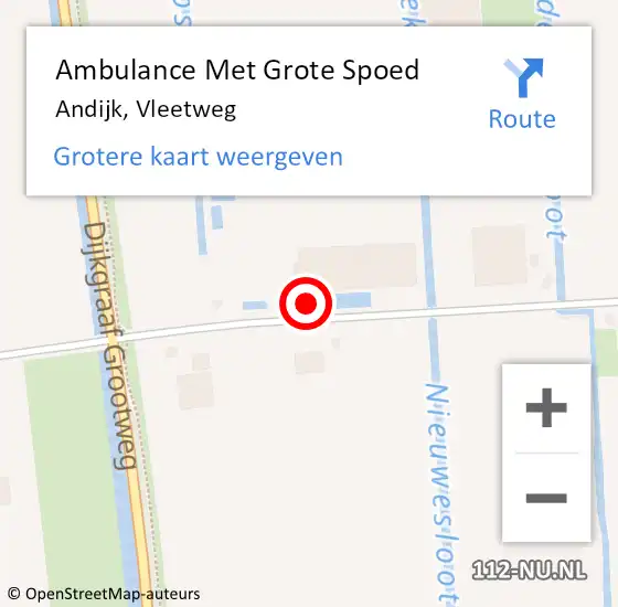 Locatie op kaart van de 112 melding: Ambulance Met Grote Spoed Naar Andijk, Vleetweg op 28 augustus 2024 10:03