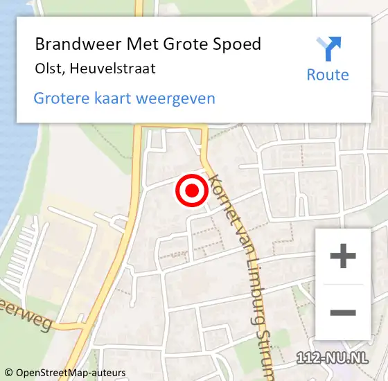 Locatie op kaart van de 112 melding: Brandweer Met Grote Spoed Naar Olst, Heuvelstraat op 28 augustus 2024 10:16