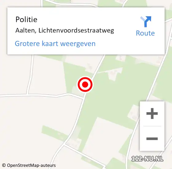 Locatie op kaart van de 112 melding: Politie Aalten, Lichtenvoordsestraatweg op 28 augustus 2024 10:45