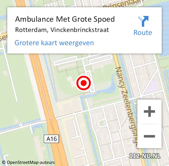 Locatie op kaart van de 112 melding: Ambulance Met Grote Spoed Naar Rotterdam, Vinckenbrinckstraat op 28 augustus 2024 10:49