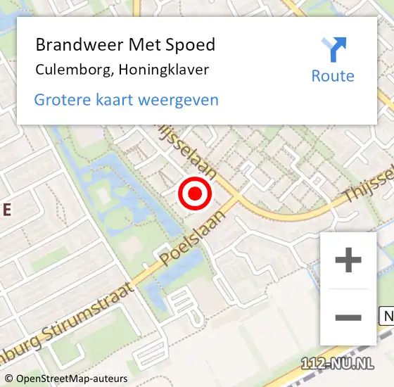 Locatie op kaart van de 112 melding: Brandweer Met Spoed Naar Culemborg, Honingklaver op 28 augustus 2024 10:59