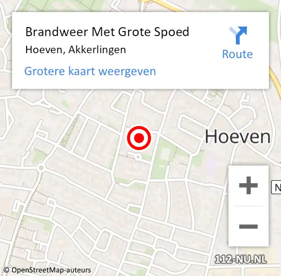 Locatie op kaart van de 112 melding: Brandweer Met Grote Spoed Naar Hoeven, Akkerlingen op 28 augustus 2024 11:04