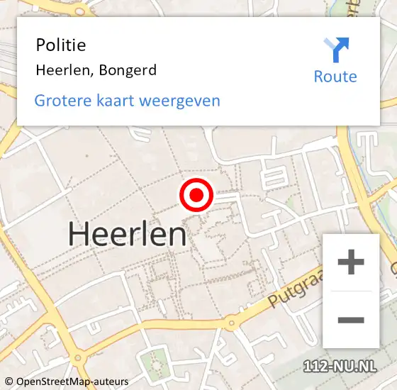 Locatie op kaart van de 112 melding: Politie Heerlen, Bongerd op 28 augustus 2024 11:08