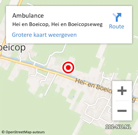 Locatie op kaart van de 112 melding: Ambulance Hei en Boeicop, Hei en Boeicopseweg op 18 oktober 2014 00:48