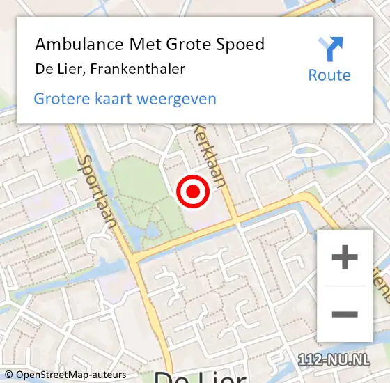 Locatie op kaart van de 112 melding: Ambulance Met Grote Spoed Naar De Lier, Frankenthaler op 28 augustus 2024 11:16