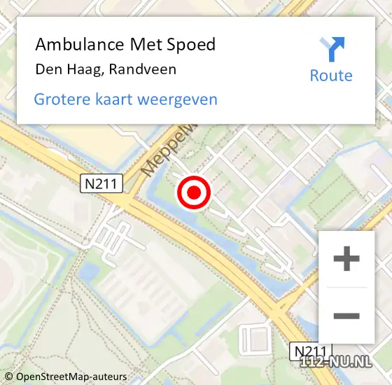 Locatie op kaart van de 112 melding: Ambulance Met Spoed Naar Den Haag, Randveen op 28 augustus 2024 11:35