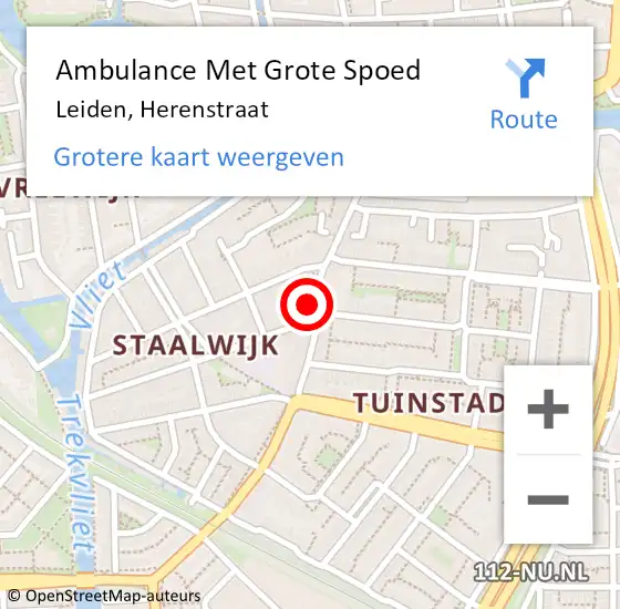 Locatie op kaart van de 112 melding: Ambulance Met Grote Spoed Naar Voorhout, Herenstraat op 28 augustus 2024 11:46