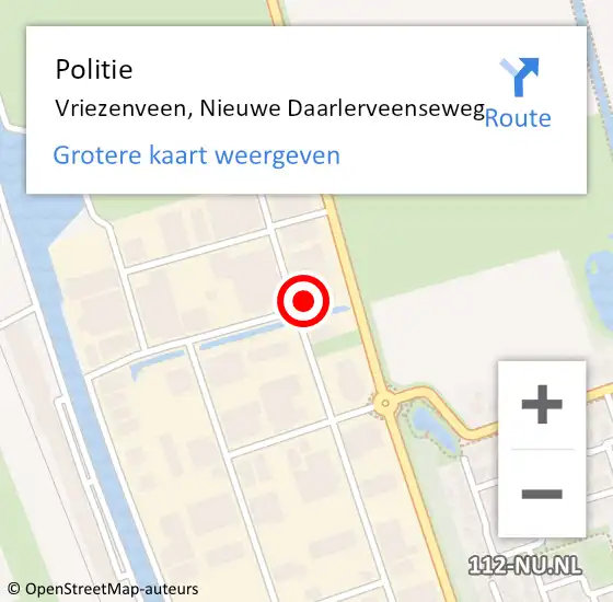 Locatie op kaart van de 112 melding: Politie Vriezenveen, Nieuwe Daarlerveenseweg op 28 augustus 2024 11:46