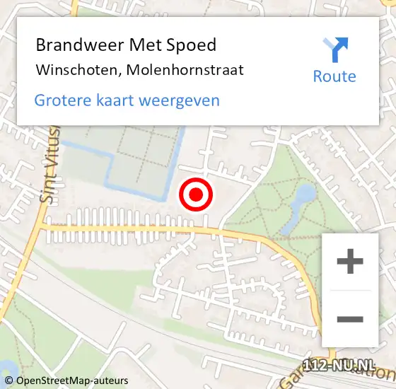 Locatie op kaart van de 112 melding: Brandweer Met Spoed Naar Winschoten, Molenhornstraat op 18 oktober 2014 01:02