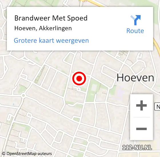 Locatie op kaart van de 112 melding: Brandweer Met Spoed Naar Hoeven, Akkerlingen op 28 augustus 2024 12:01