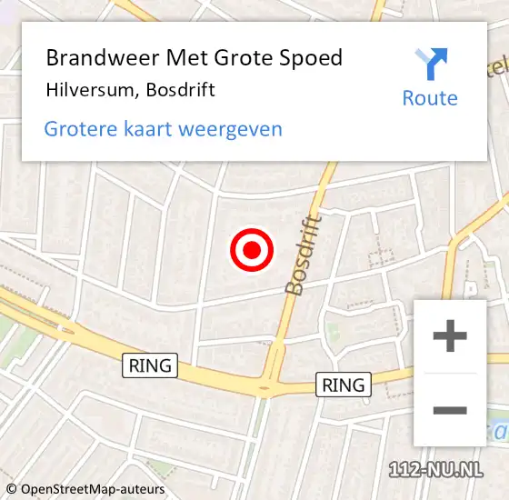 Locatie op kaart van de 112 melding: Brandweer Met Grote Spoed Naar Hilversum, Bosdrift op 28 augustus 2024 12:10