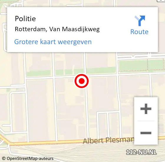 Locatie op kaart van de 112 melding: Politie Rotterdam, Van Maasdijkweg op 28 augustus 2024 12:20