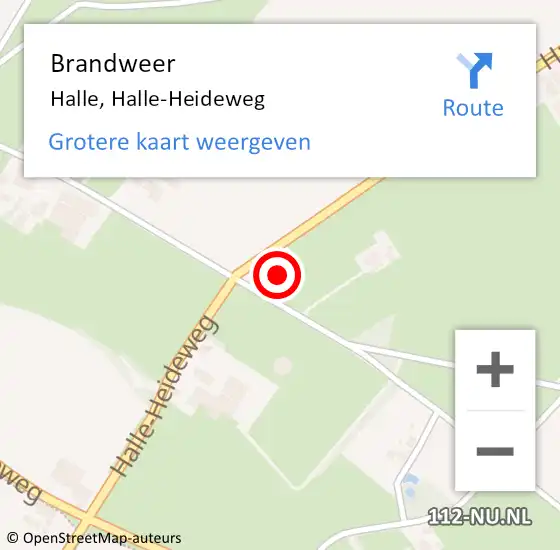 Locatie op kaart van de 112 melding: Brandweer Halle, Halle-Heideweg op 18 oktober 2014 01:17