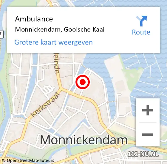 Locatie op kaart van de 112 melding: Ambulance Monnickendam, Gooische Kaai op 28 augustus 2024 12:55