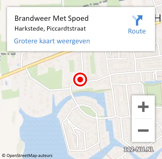 Locatie op kaart van de 112 melding: Brandweer Met Spoed Naar Harkstede, Piccardtstraat op 28 augustus 2024 12:58