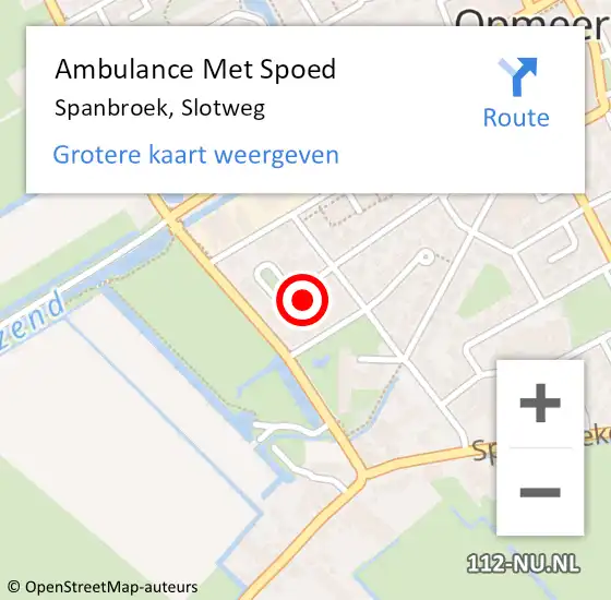 Locatie op kaart van de 112 melding: Ambulance Met Spoed Naar Spanbroek, Slotweg op 28 augustus 2024 13:03