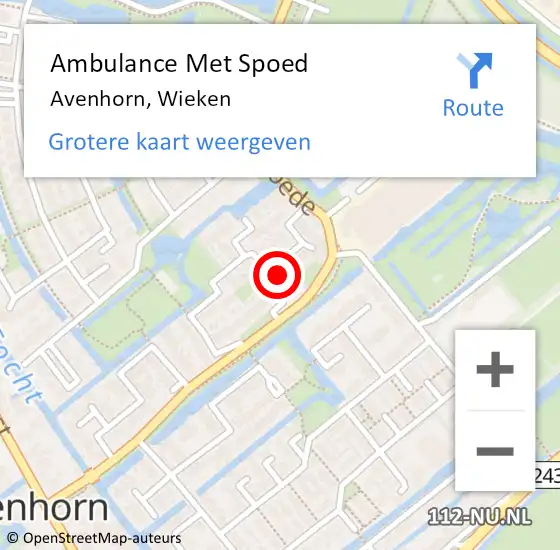 Locatie op kaart van de 112 melding: Ambulance Met Spoed Naar Avenhorn, Wieken op 28 augustus 2024 13:08