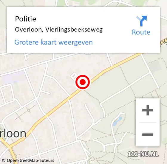 Locatie op kaart van de 112 melding: Politie Overloon, Vierlingsbeekseweg op 28 augustus 2024 13:22