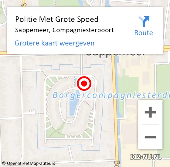 Locatie op kaart van de 112 melding: Politie Met Grote Spoed Naar Sappemeer, Compagniesterpoort op 28 augustus 2024 13:42