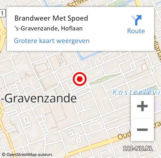 Locatie op kaart van de 112 melding: Brandweer Met Spoed Naar 's-Gravenzande, Hoflaan op 28 augustus 2024 14:03