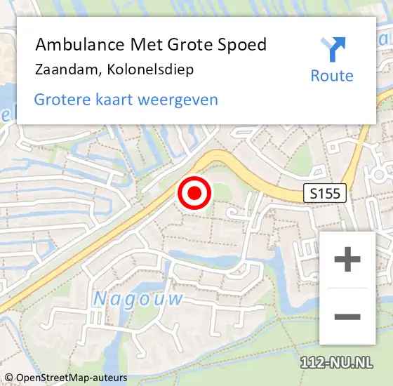 Locatie op kaart van de 112 melding: Ambulance Met Grote Spoed Naar Zaandam, Kolonelsdiep op 28 augustus 2024 14:09