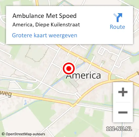 Locatie op kaart van de 112 melding: Ambulance Met Spoed Naar America, Diepe Kuilenstraat op 18 oktober 2014 02:01