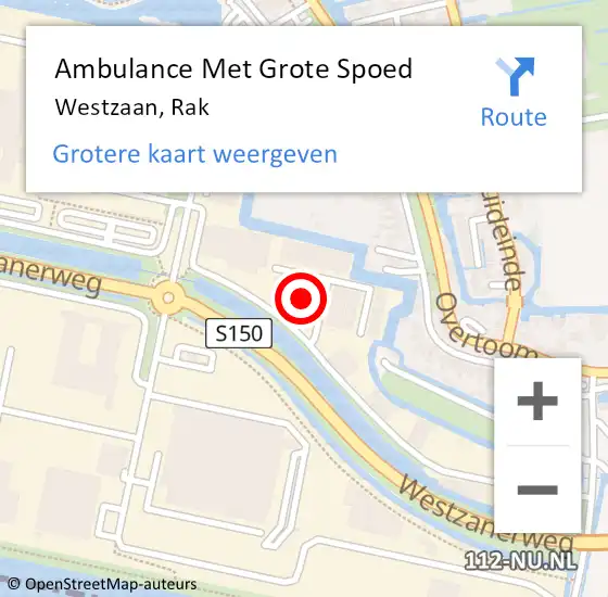 Locatie op kaart van de 112 melding: Ambulance Met Grote Spoed Naar Westzaan, Rak op 28 augustus 2024 14:54