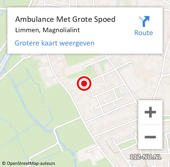 Locatie op kaart van de 112 melding: Ambulance Met Grote Spoed Naar Limmen, Magnolialint op 28 augustus 2024 15:03