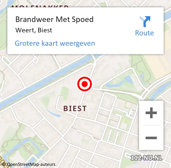 Locatie op kaart van de 112 melding: Brandweer Met Spoed Naar Weert, Biest op 28 augustus 2024 15:12