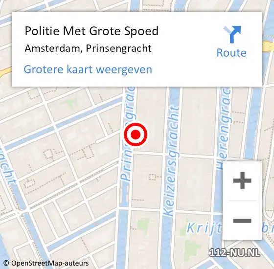 Locatie op kaart van de 112 melding: Politie Met Grote Spoed Naar Amsterdam, Prinsengracht op 28 augustus 2024 15:13