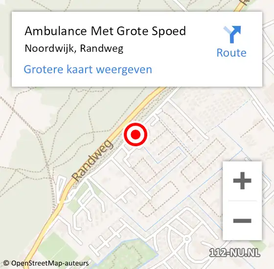 Locatie op kaart van de 112 melding: Ambulance Met Grote Spoed Naar Noordwijk, Randweg op 28 augustus 2024 15:26