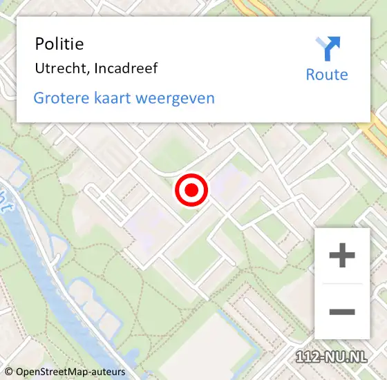 Locatie op kaart van de 112 melding: Politie Utrecht, Incadreef op 28 augustus 2024 15:37