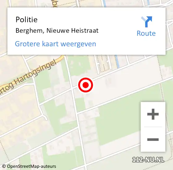 Locatie op kaart van de 112 melding: Politie Berghem, Nieuwe Heistraat op 28 augustus 2024 15:42