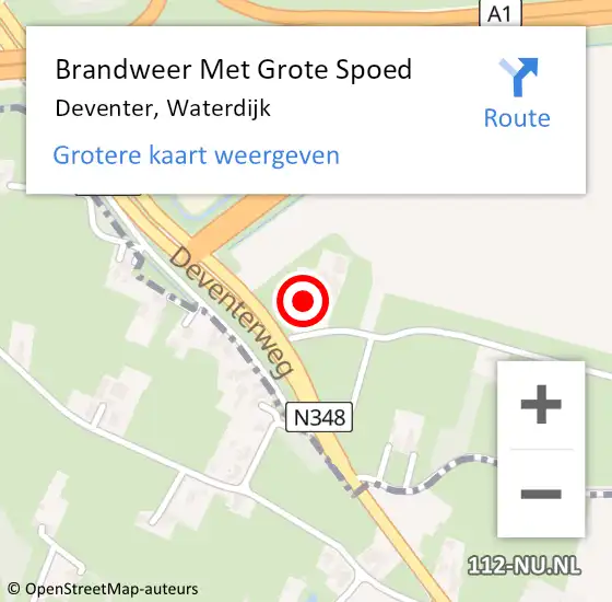 Locatie op kaart van de 112 melding: Brandweer Met Grote Spoed Naar Deventer, Waterdijk op 28 augustus 2024 15:44