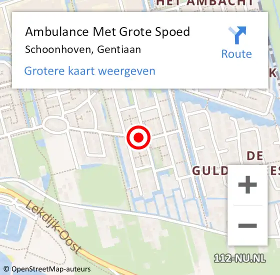 Locatie op kaart van de 112 melding: Ambulance Met Grote Spoed Naar Schoonhoven, Gentiaan op 28 augustus 2024 15:48