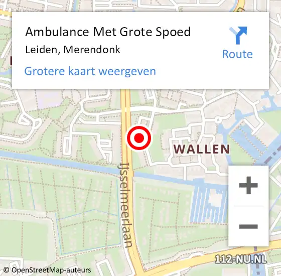 Locatie op kaart van de 112 melding: Ambulance Met Grote Spoed Naar Leiden, Merendonk op 28 augustus 2024 15:51