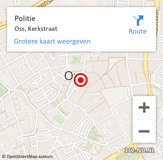 Locatie op kaart van de 112 melding: Politie Oss, Kerkstraat op 28 augustus 2024 15:57