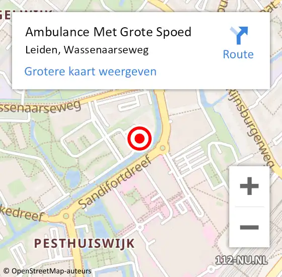 Locatie op kaart van de 112 melding: Ambulance Met Grote Spoed Naar De Zilk, Wassenaarseweg op 28 augustus 2024 16:03