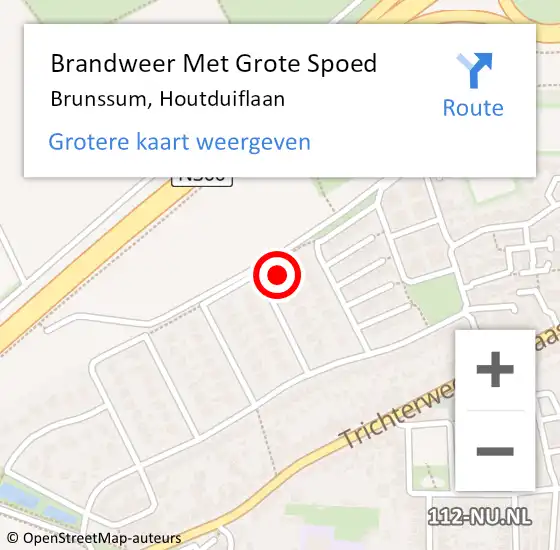 Locatie op kaart van de 112 melding: Brandweer Met Grote Spoed Naar Brunssum, Houtduiflaan op 28 augustus 2024 16:10