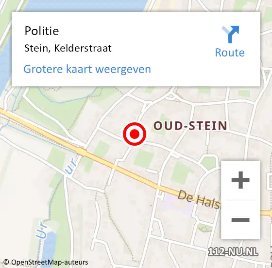 Locatie op kaart van de 112 melding: Politie Stein, Kelderstraat op 28 augustus 2024 16:22