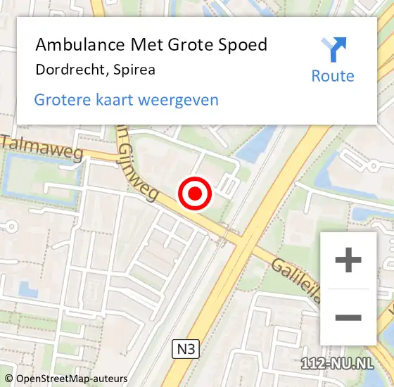 Locatie op kaart van de 112 melding: Ambulance Met Grote Spoed Naar Dordrecht, Spirea op 28 augustus 2024 16:33