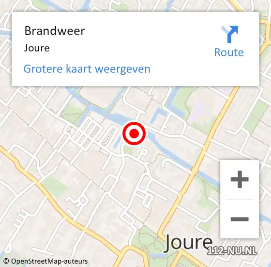 Locatie op kaart van de 112 melding: Brandweer Joure op 18 oktober 2014 02:34