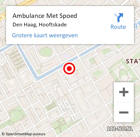 Locatie op kaart van de 112 melding: Ambulance Met Spoed Naar Den Haag, Hooftskade op 28 augustus 2024 16:49