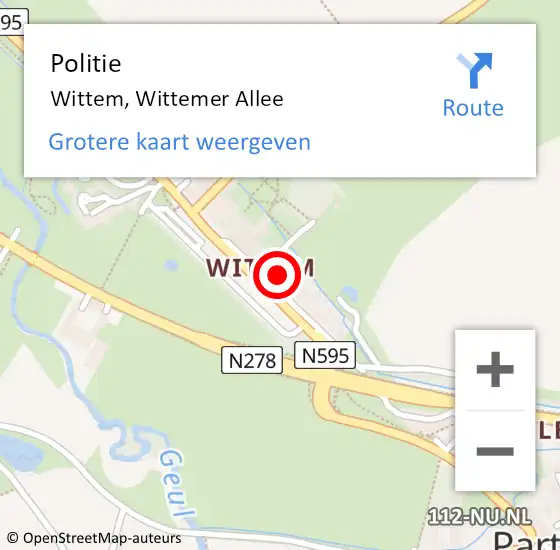 Locatie op kaart van de 112 melding: Politie Wittem, Wittemer Allee op 28 augustus 2024 17:03