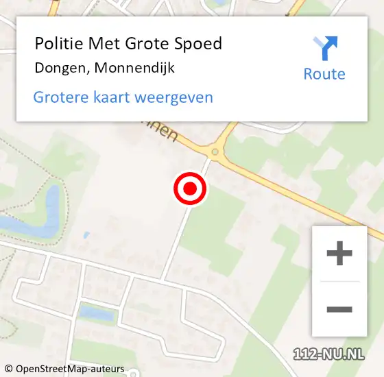 Locatie op kaart van de 112 melding: Politie Met Grote Spoed Naar Dongen, Monnendijk op 28 augustus 2024 17:06