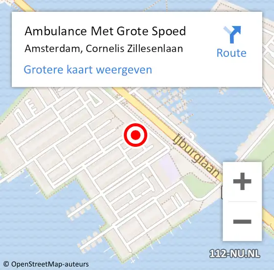 Locatie op kaart van de 112 melding: Ambulance Met Grote Spoed Naar Amsterdam, Cornelis Zillesenlaan op 28 augustus 2024 17:29