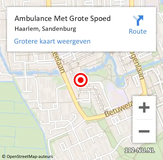 Locatie op kaart van de 112 melding: Ambulance Met Grote Spoed Naar Haarlem, Sandenburg op 28 augustus 2024 17:32