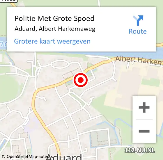 Locatie op kaart van de 112 melding: Politie Met Grote Spoed Naar Aduard, Albert Harkemaweg op 28 augustus 2024 17:33