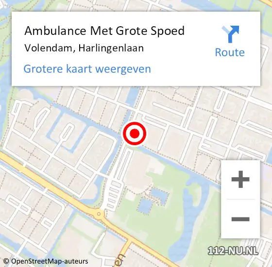 Locatie op kaart van de 112 melding: Ambulance Met Grote Spoed Naar Volendam, Harlingenlaan op 28 augustus 2024 17:53